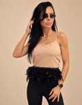 Nude Feather Top