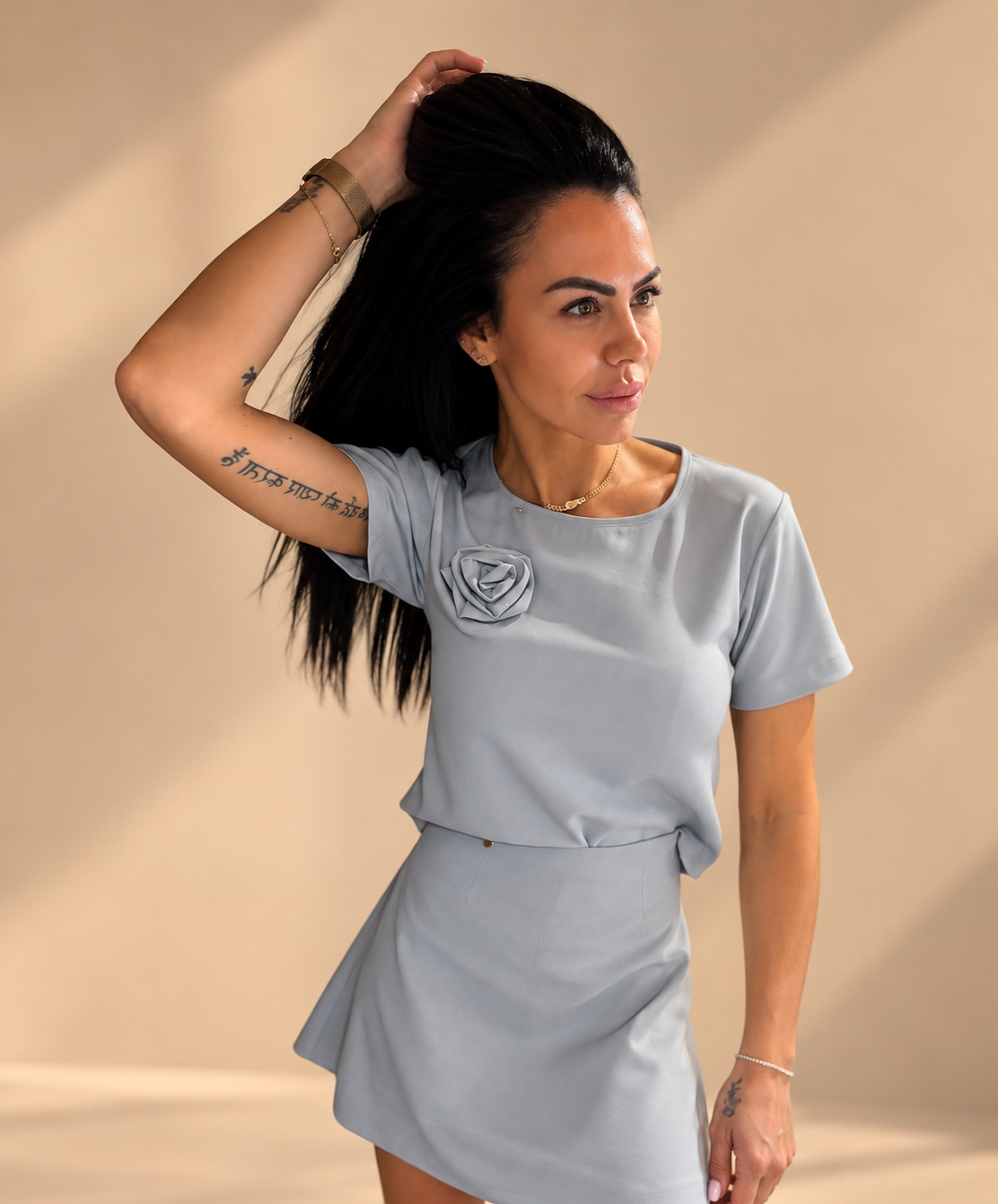 Blue Grey Rose Set